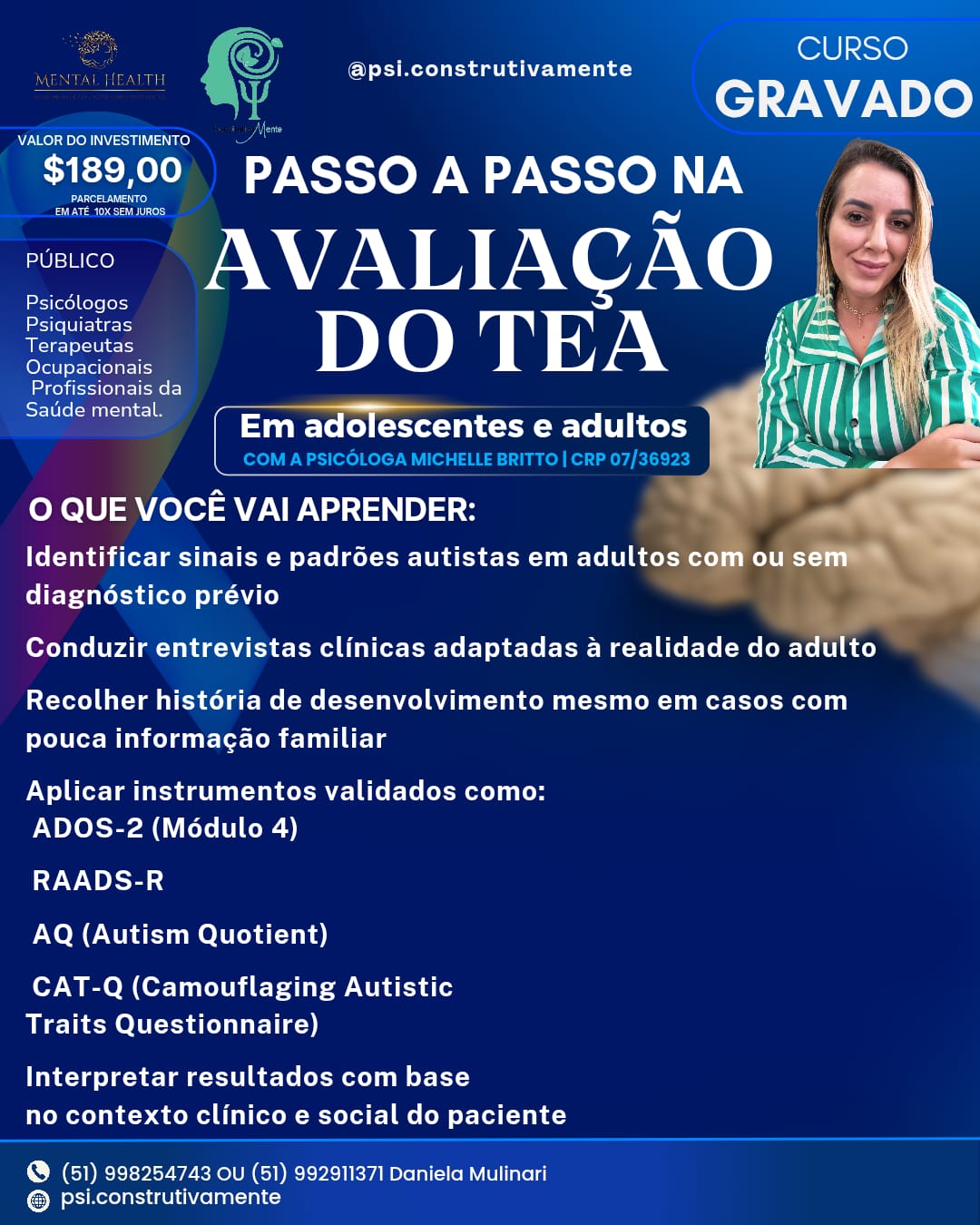 CURSO GRAVADO PASSO A PASSO NA AVALIAÇÃO DO TEA EM ADULTOS E ADOLESCENTES