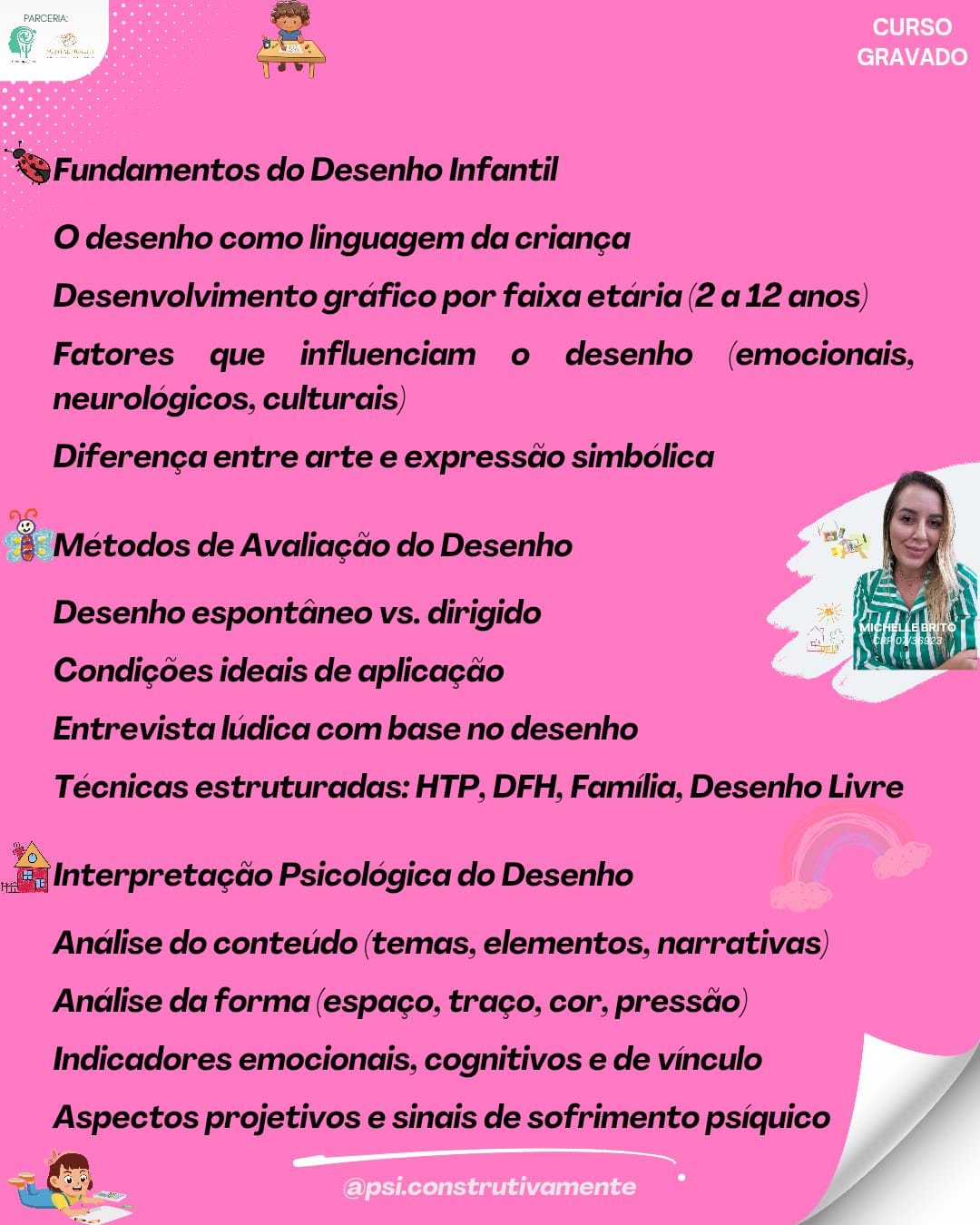 CURSO GRAVADO AVALIAÇÃO E ANÁLISE DO DESENHO INFANTIL